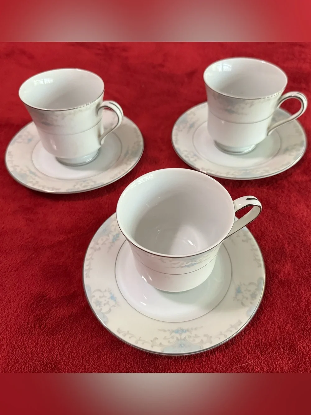 Fashion Royale Heirloom M-5915 Japan footed cups and saucers set of 3